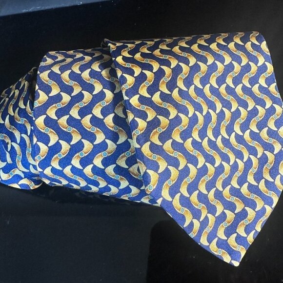 Gucci Silk Tie Psychedelic Blue Mid Century Modernist Retro Mens Mans Neckwear - Picture 1 of 5